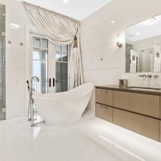 White Spa Bathroom With Eggshell Tub