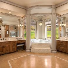Traditional Master Bath with Tub as Focal Point