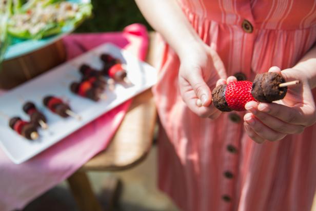 Quick and Easy Handheld Strawberry-Brownie Kabobs
