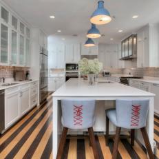 Transitional Chef's Kitchen Includes Eat-In Island