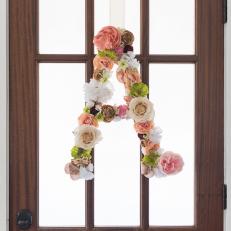 Faux Floral Monogram Wreath for Spring
