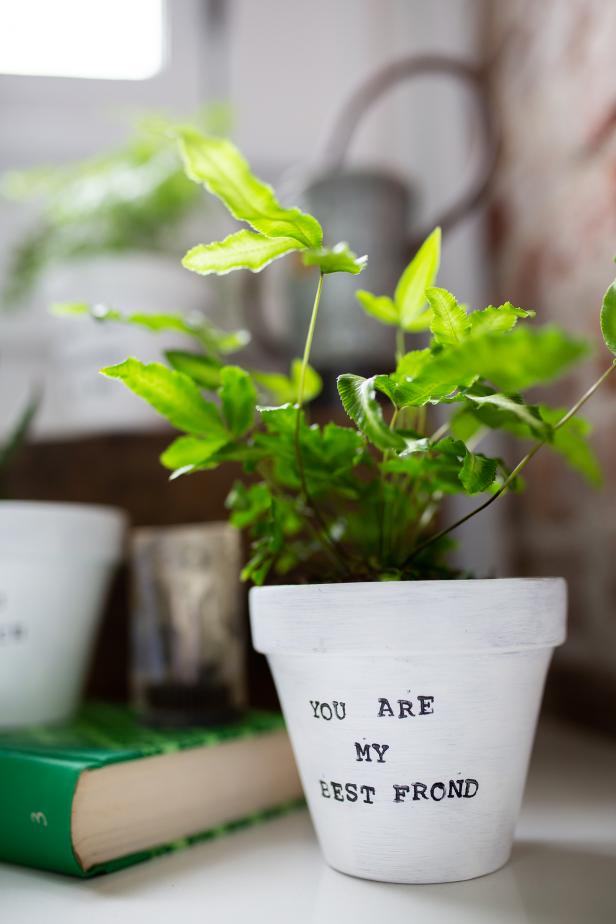 Stamp a pun, and fill a pot with mom's favorite plant to gift to her this Mother's Day.