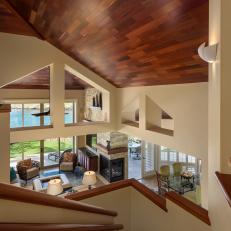 Wood Ceiling and Stair Railing