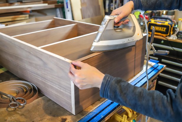 Ironing Edge Banding Onto Bookshelf