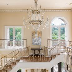 Stair Landing and Crystal Chandelier