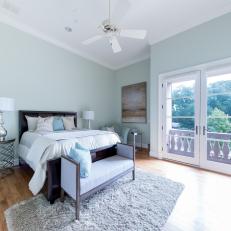 Blue Bedroom With Balcony