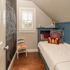 Kids' Room Boasts Bright Blue Daybed, Chalk Wall