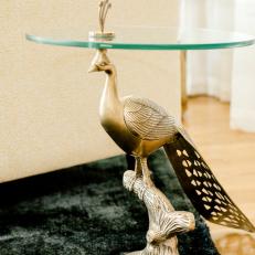 Brass Peacock End Table