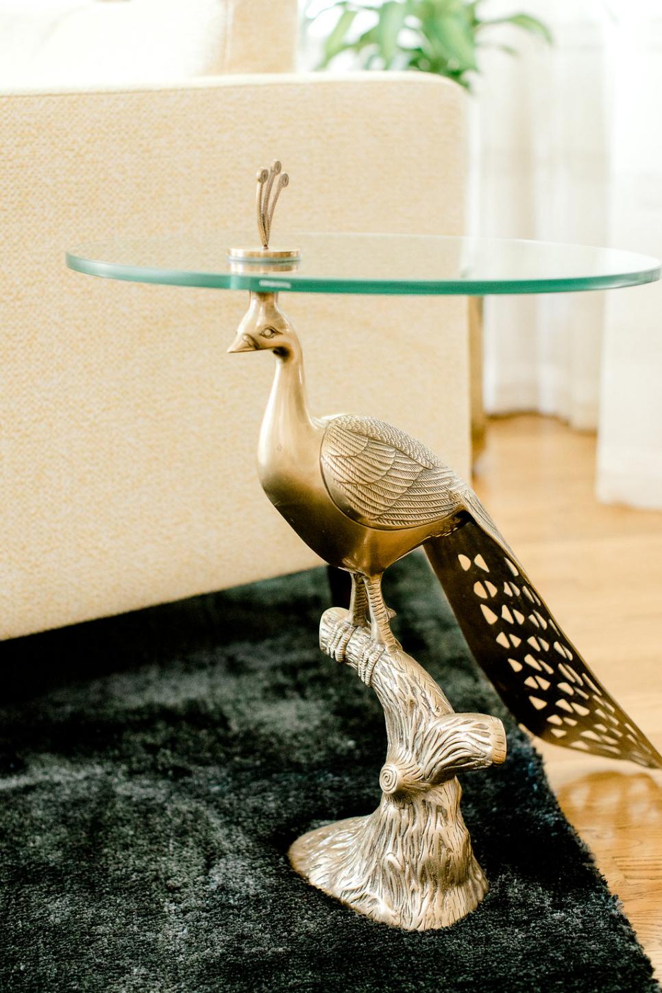 Brass Peacock End Table | HGTV