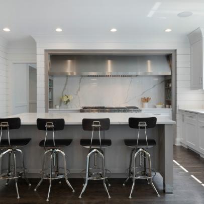 Bright White Kitchen with Marble Features 
