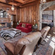 Brown, Rustic Living Space in Colorado Ski Home