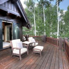Rustic Wood Deck with Seating Areas