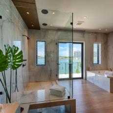 Master Bathroom with Curb-less Glass Shower