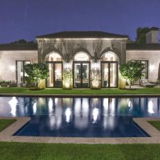 Pool and Spa at Night with Gorgeous Landscape Lighting