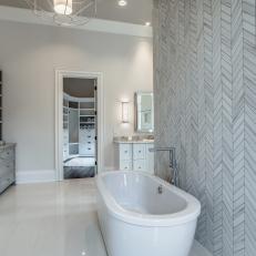 Transitional Master Bath with Tile Accent Wall