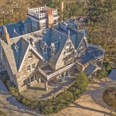 Aerial View Of Gothic Revival Style Mansion