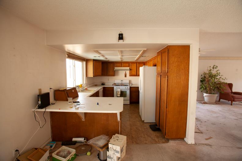 The original enclosed kitchen in the home that Aubrey and Bristol Marunde are renovating together as seen on Flip or Flop Vegas