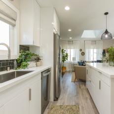 White Contemporary Kitchen with White Cabinets 