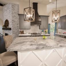 Modern Gray Kitchen with Gray Granite-Topped Island 