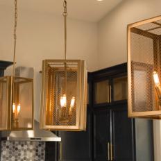 Modern Neutral Kitchen with Golde Pendant Lights 