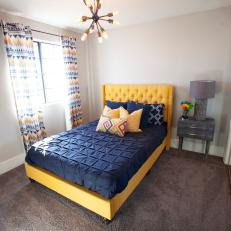 Multicolor Midcentury Modern Bedroom with a Yellow Bed 