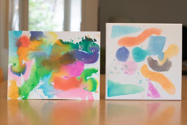 Tissue paper that bleeds its colors when wet to create artwork.