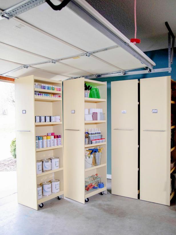 Diy Rolling Storage Shelves For The, Diy Garage Storage Shelves