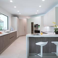 Modern Kitchen With Yellow Flowers