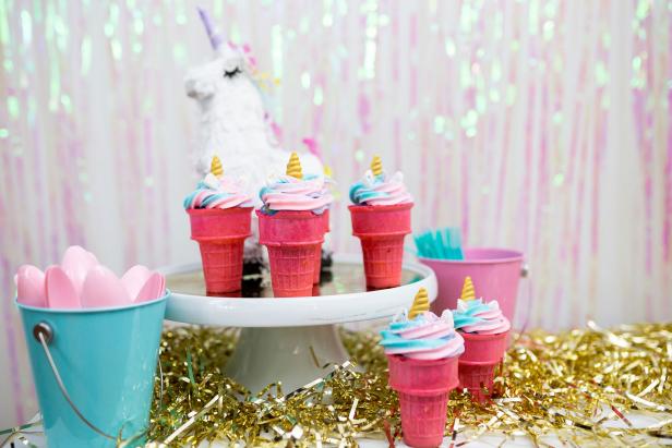 Unicorn Ice Cream Cone Cupcakes 
