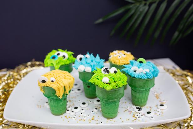 Monster Ice Cream Cone Cupcakes 