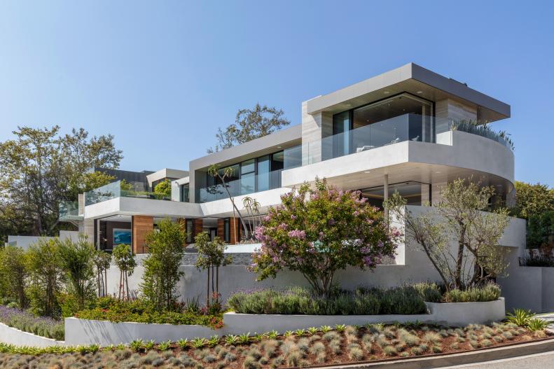 Exterior View of White Contemporary Home