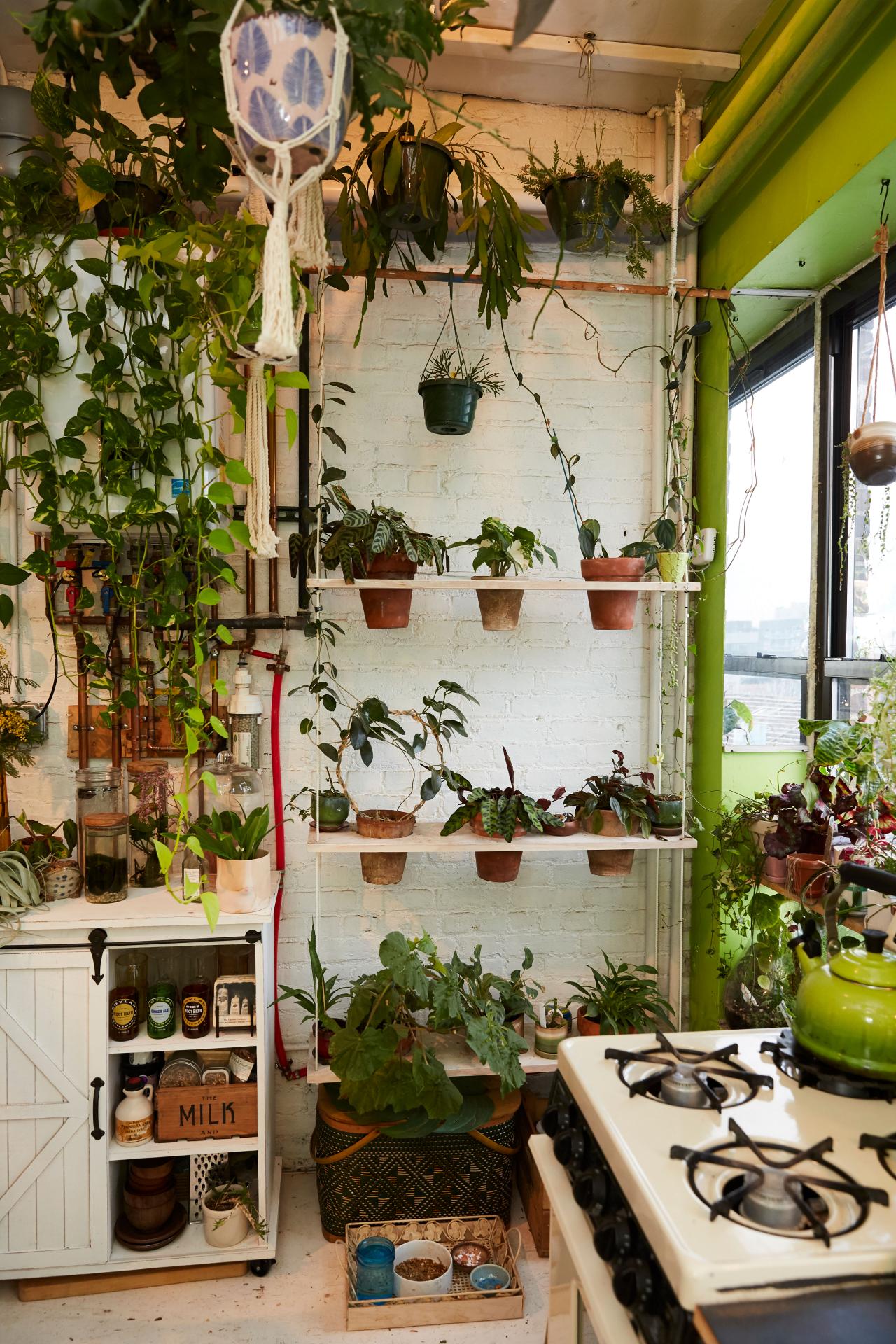 Wood And Rope Shelf Hang In Front Of A Kitchen Window Hgtv Wood And Rope Shelf Hang In Front Of A