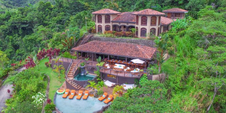 Rain Forest Mansion Backyard With Deck Area, Pool and Tub