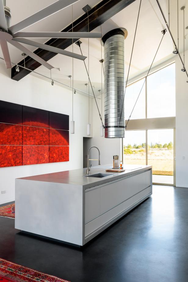 Ultra Modern Kitchen Island With Large Ceiling Fan Hgtv