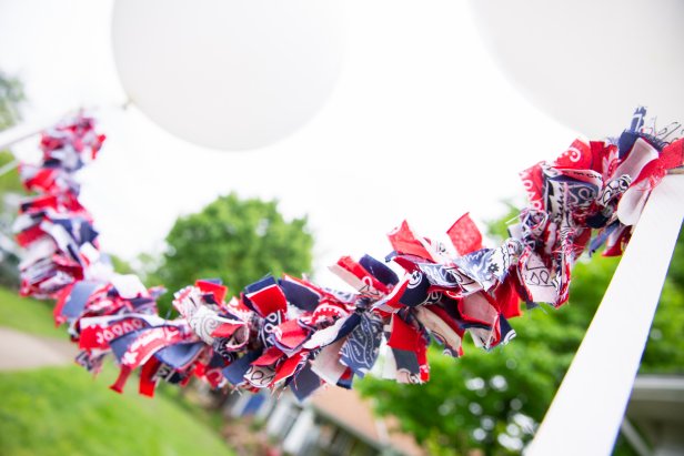 Fringed Patriotic Garland Made of Tightly Tied Bandana Strips