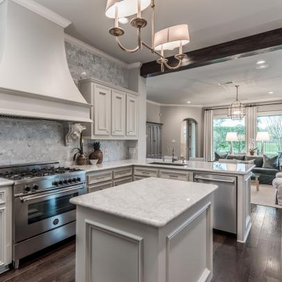 Transitional Kitchen Boasts Built-In Wall Oven, Sleek Range 