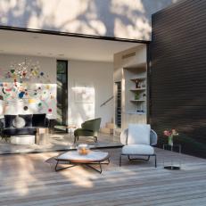 Artistic Living Space Opens to Pool Deck