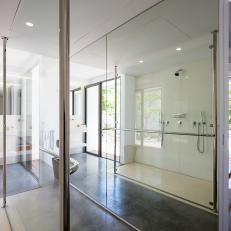 Contemporary Ensuite Bathroom with Large Glass Shower 