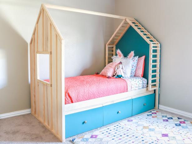 House Shaped Kid S Bed With Storage, Diy Twin Size House Bed Frame