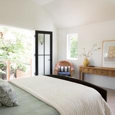 Transitional Bedroom With Balcony