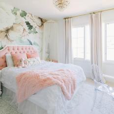 Floral Girl's Bedroom With Pink Accents