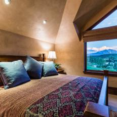 Brown Rustic Bedroom With Mountain View