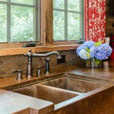 Distressed Farmhouse Sink With Oil-Rubbed Bronze Faucet