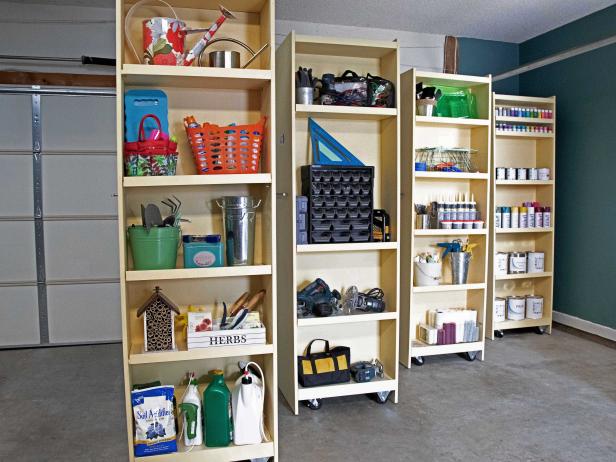 Diy Rolling Storage Shelves For The, Custom Garage Shelving