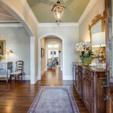 Traditional Foyer With Blue Runner