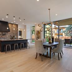 Neutral Contemporary Open-Plan Kitchen and Dining Room