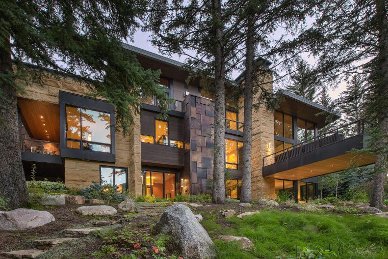 View of Contemporary Home Exterior Surrounded by Natural Landscaping