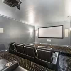 Home Theater With Brown Carpet