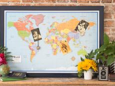 Chart your travel adventures or highlight your family's ancestry with this easy-to-craft wall map.