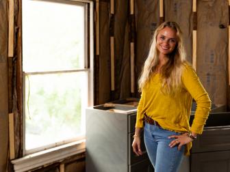 Tamara Day, host of DIY Network’s series Bargain Mansions, poses in home that is in the middle of renovation. (talent).